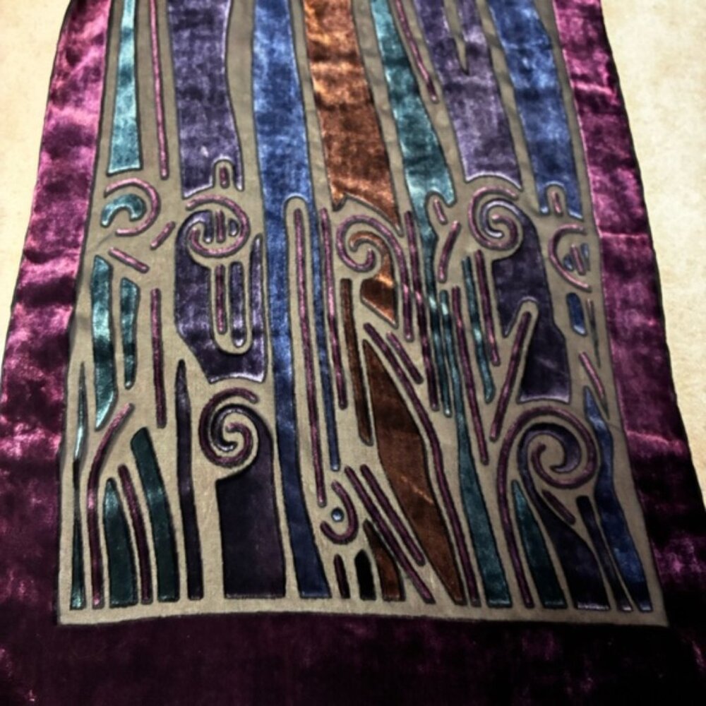 Holt Renfrew Burnt Velvet & Sheer Multicolored Long Rectangle Scarf - Picture 1 of 11
